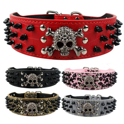 Skull Embellished Leather Collar - wnkrs