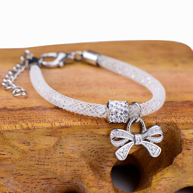 Lovely Bow Pendant Crystal Bracelet for Girls - wnkrs