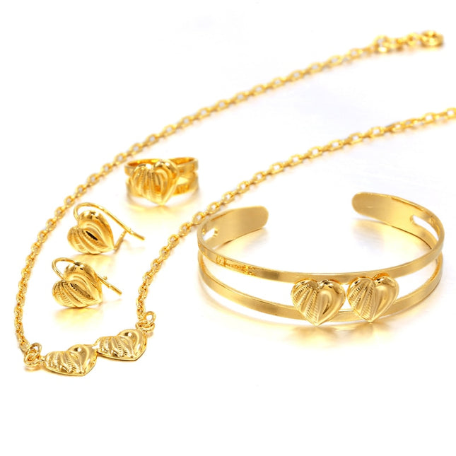 Gold Heart Patterned Jewelry Set - wnkrs