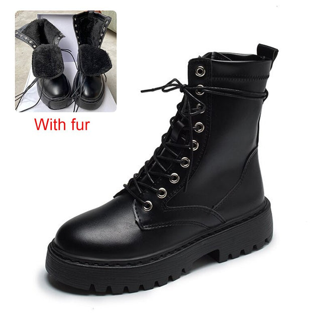 Women's Fashion Leather High Ankle Boots