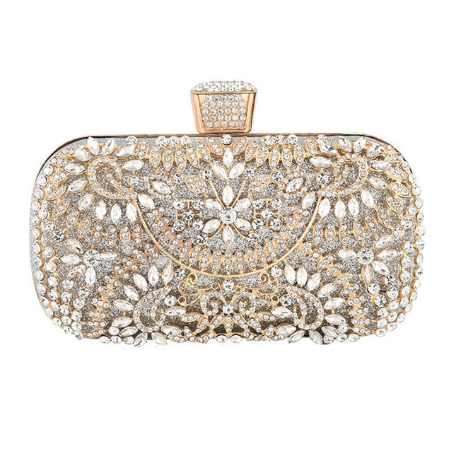 Women's Floral Patterned Crystal Evening Clutch
