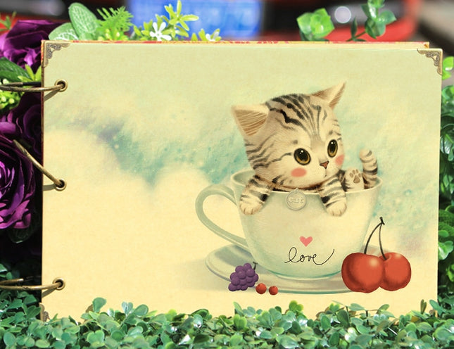 Creative Retro Cute Cat Pattern Handmade Scrapbook Photo Album - wnkrs