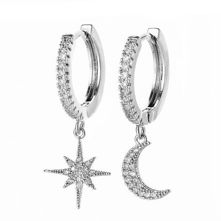 Women's Star and Moon Hoop Earrings - Wnkrs