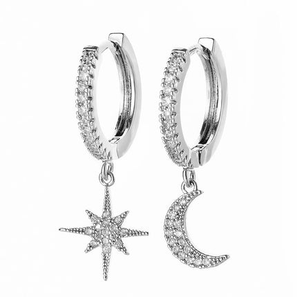 Women's Star and Moon Hoop Earrings - Wnkrs