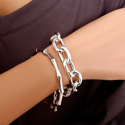 Curb Cuban Chain Bracelets Set for Women, 4 Pcs - Wnkrs