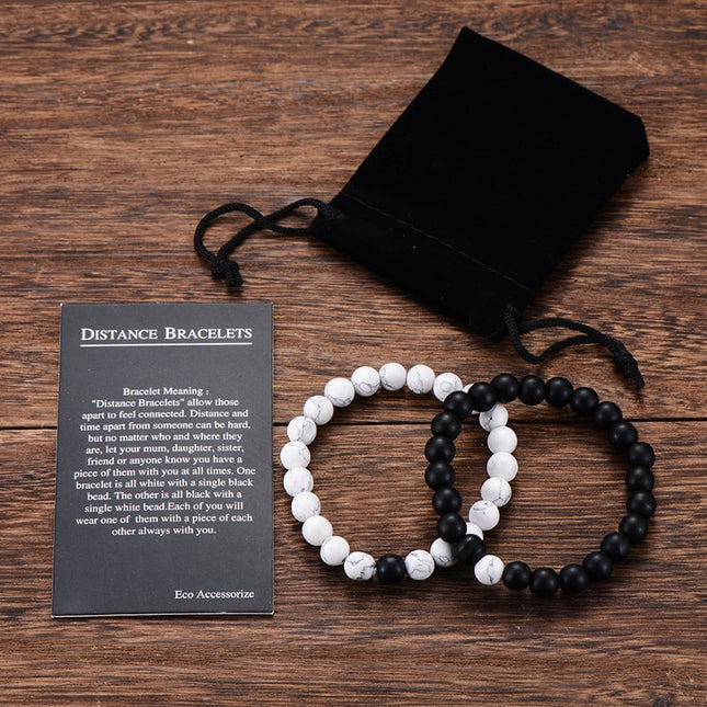 Classic Natural Stone Yin Yang Beaded Bracelets, 2Pcs/Set - Wnkrs