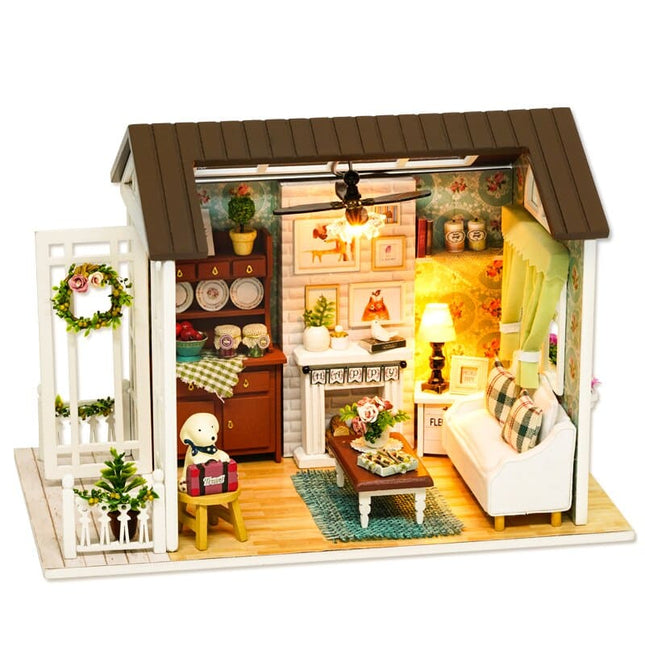 Miniature Three-Colored DIY Doll House with Furniture - wnkrs
