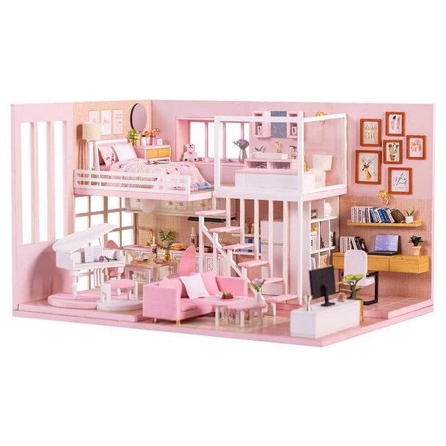 Modern Wooden DIY Doll House with LED Light - wnkrs