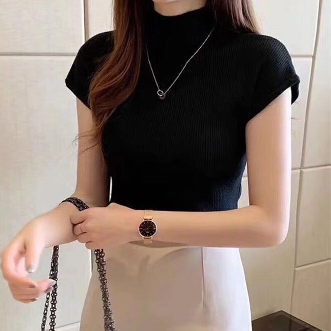 Women's Turtleneck Short Sleeved T-Shirt - Wnkrs