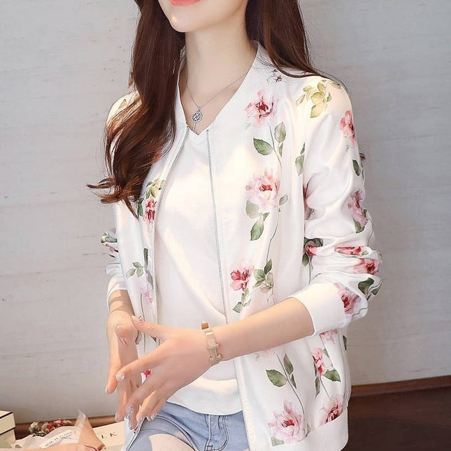 Women's Floral Printed Bomber Jacket