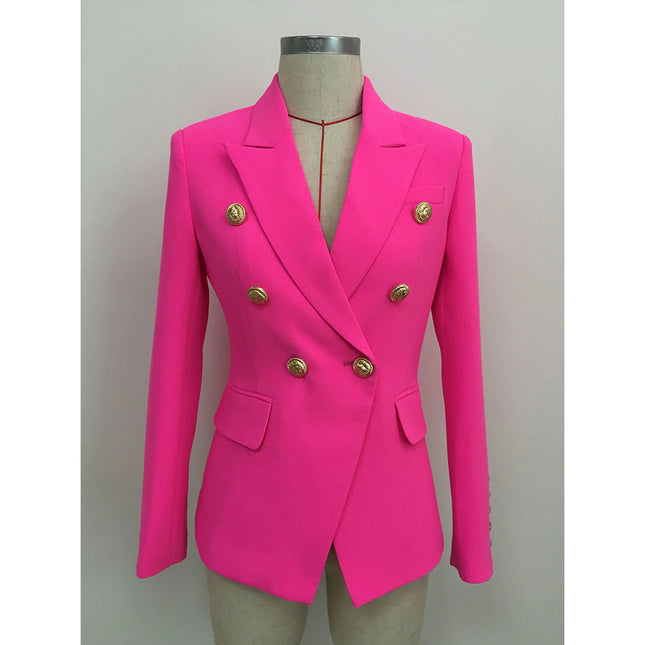Button Women's Blazer in Pink Color