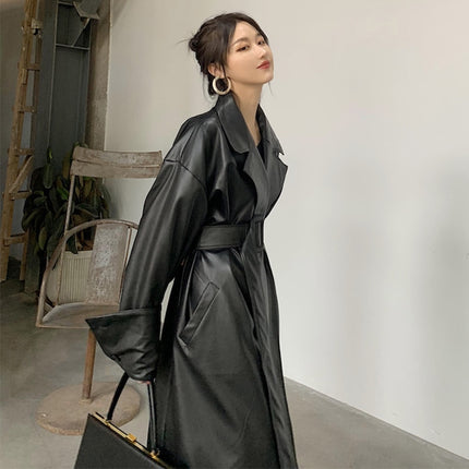 Women's Leather Long Oversized Trench - Wnkrs