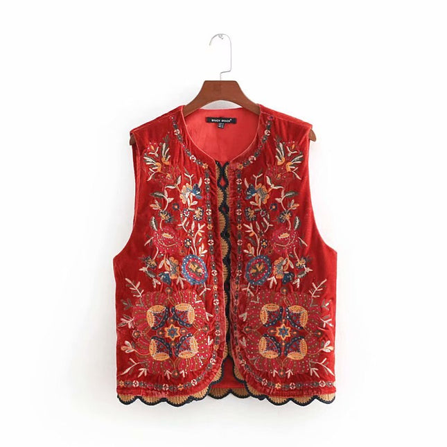 Embroidery Women's Vest in Red - Wnkrs