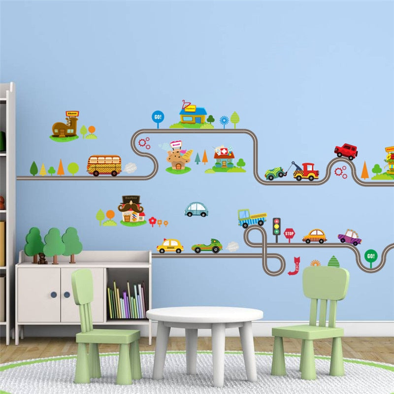 Cute Entertaining Highway Shaped Kid's Wall Sticker