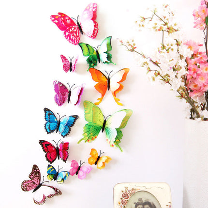 3D Butterfly Colorful Double Layers Wall Stickers 12 pcs Set - wnkrs