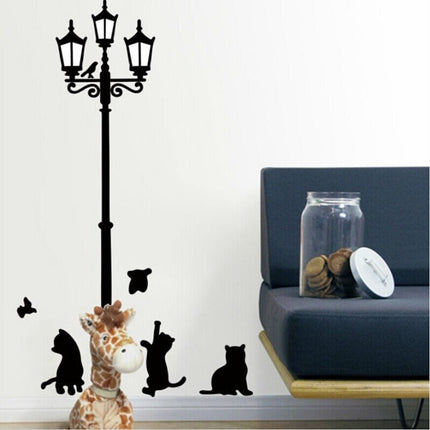 Decorative Wall Decals Ancient Lamp With Cats And Birds - wnkrs