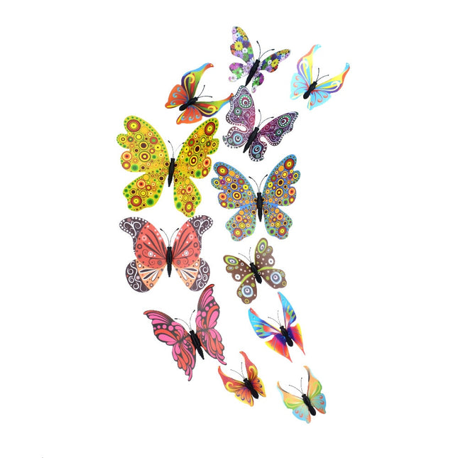 PVC 3D Butterfly Wall Decor Stickers 12 pcs Set - Wnkrs