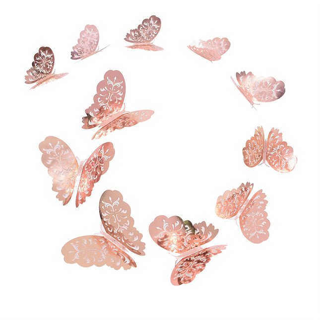 Patterned 3D Butterfly Wall Stickers Set