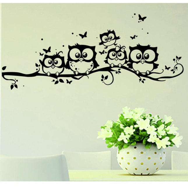 Vinyl Stickers With Cute Owls On The Tree For Wall - wnkrs