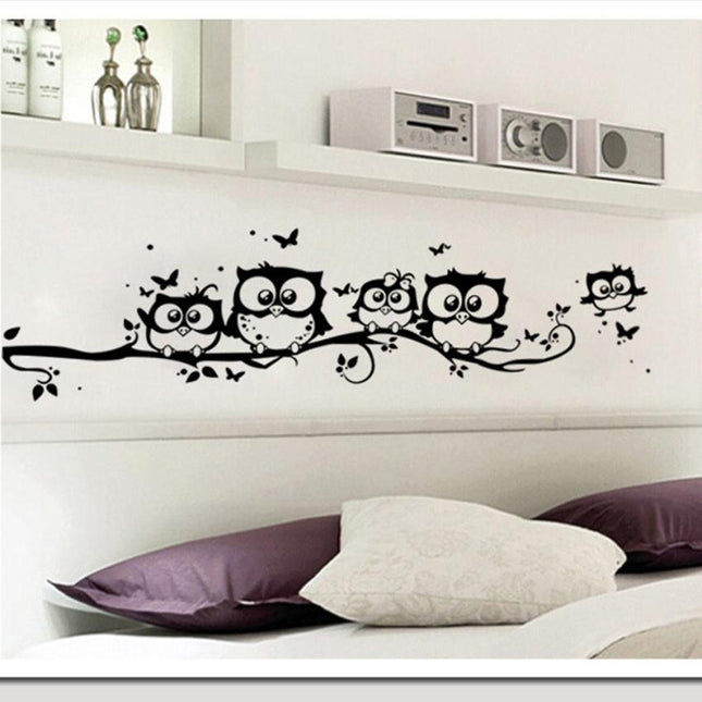 Vinyl Stickers With Cute Owls On The Tree For Wall - wnkrs