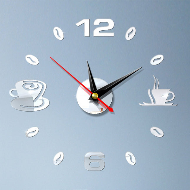 3D Coffee Lovers Design Mirror Wall Clock - wnkrs