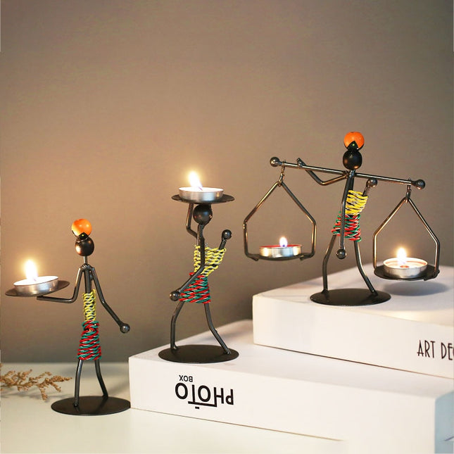 Abstract Metal Character Candle Holder - wnkrs