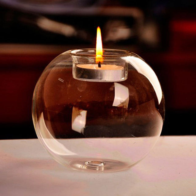 Charming Ball Shaped Clear Glass Candle Holder - wnkrs