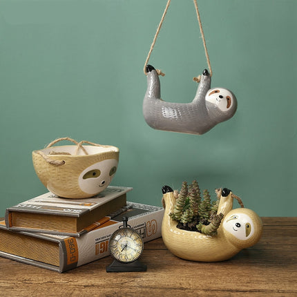 Cartoon Sloth Ceramic Wall Hanging Pot - wnkrs