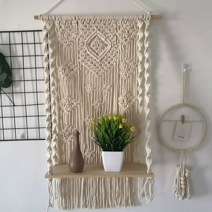 Geometric Cotton Wall Tapestry with Shelf - wnkrs