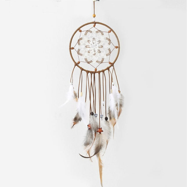 Nordic Style Floral Lace Dream Catcher with Feathers - wnkrs