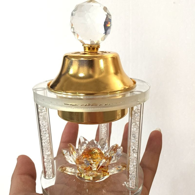 Home Decor Crystal Glass Lotus Incense  Burner