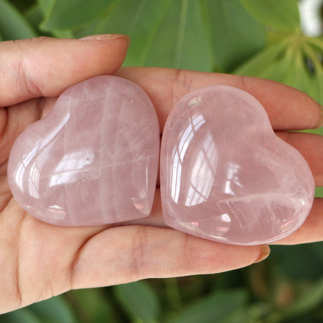 Natural Rose Quartz Polished Heart Stones 2 pcs Set - wnkrs