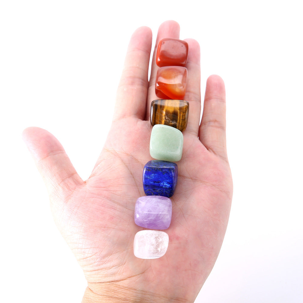 Colorful Chakra-Themed Polished Stones, 7-Piece Set