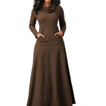Women's Warm Maxi Dress with Pockets - wnkrs