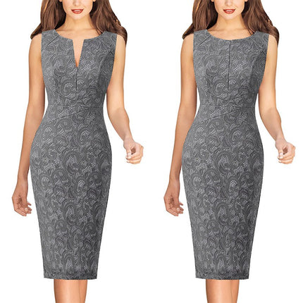 Front Zipper Bodycon Pencil Dress for Women - wnkrs