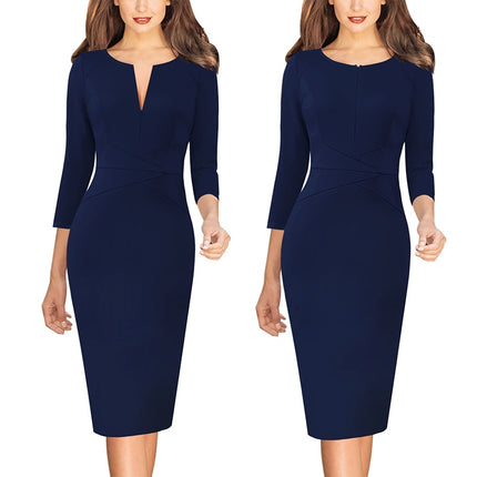 Front Zipper Bodycon Pencil Dress for Women - wnkrs