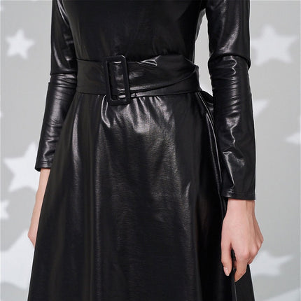 Women's Eco-Leather Belted Dress - wnkrs