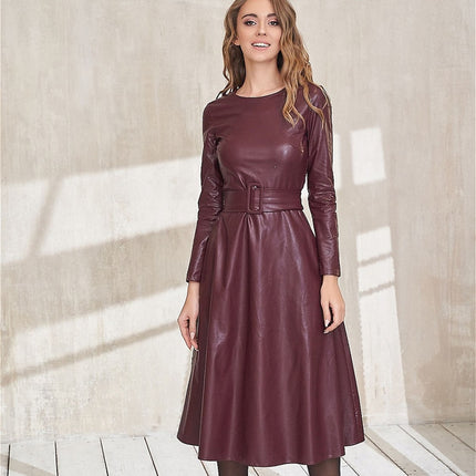 Women's Eco-Leather Belted Dress - wnkrs