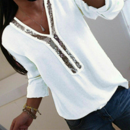 Women's Sequined Detail Loose Blouse - Wnkrs