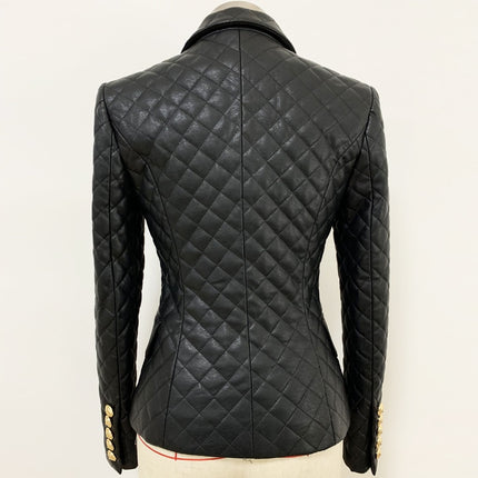 Cotton Padded Black Leather Jacket for Women - Wnkrs