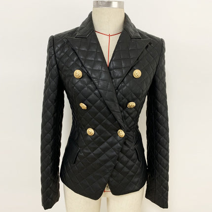 Cotton Padded Black Leather Jacket for Women - Wnkrs