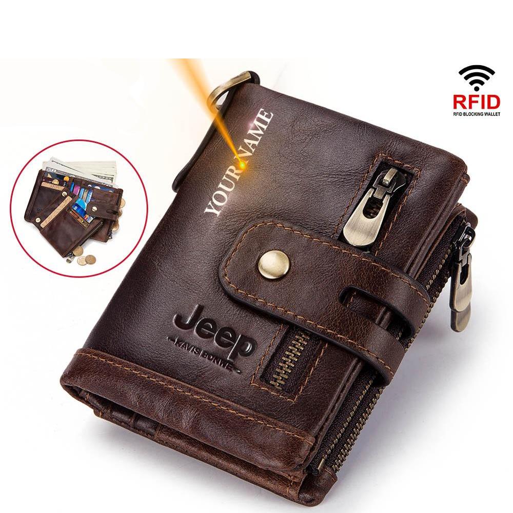 Men's Leather Wallet with Zipped Storage