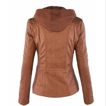 Women's Hooded Leather Jacket - Wnkrs