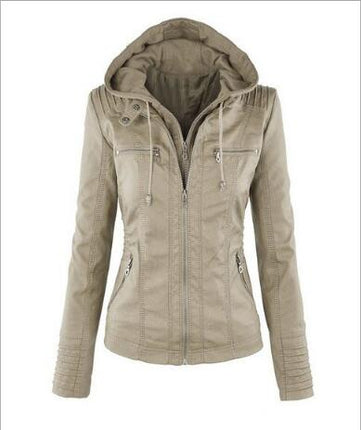 Women's Hooded Leather Jacket - Wnkrs