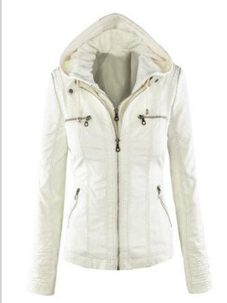 Women's Hooded Leather Jacket - Wnkrs