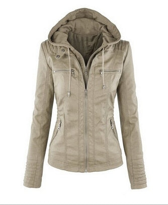 Women's Hooded Leather Jacket - Wnkrs