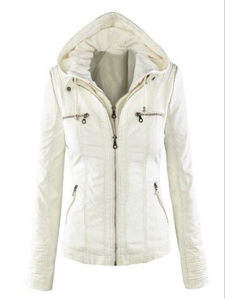 Women's Hooded Leather Jacket - Wnkrs