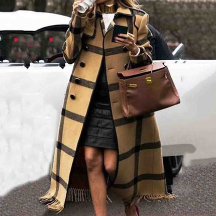 Women's Long Plaid Autumn Coat - Wnkrs