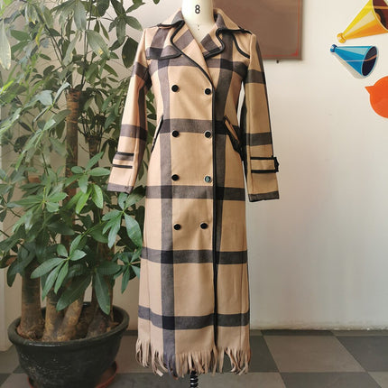 Women's Long Plaid Autumn Coat - Wnkrs