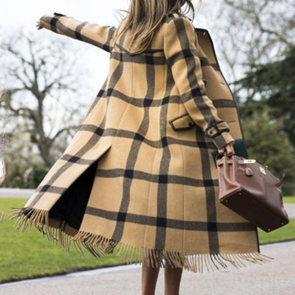 Women's Long Plaid Autumn Coat - Wnkrs